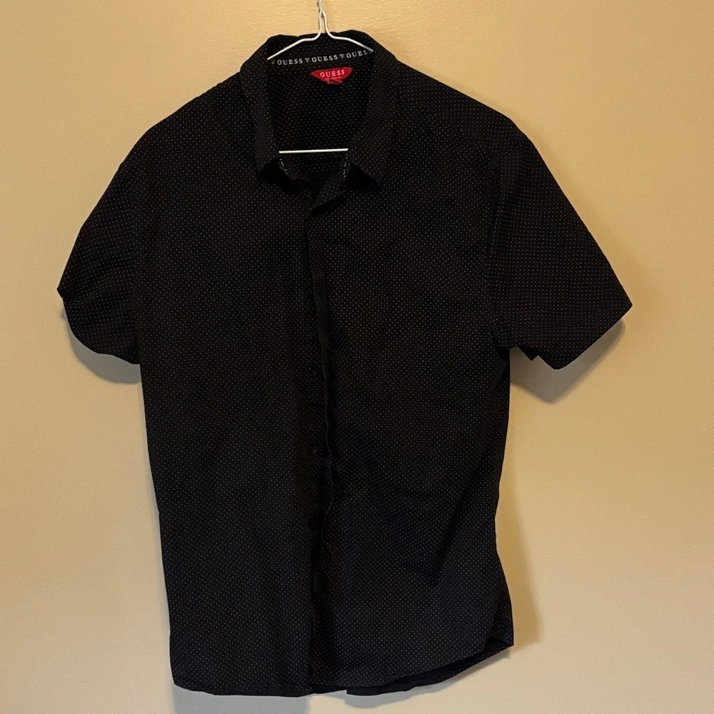 Guess Black Casual Button Down Shirt Polka Dot - Picture 2 of 9